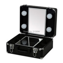 High Quality New Type Portable makeup case with lights light weight makeup box with mirror Black 2024 - buy cheap