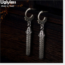 Uglyless-pendientes de borla de cadenas para mujer, joyería fina múltiple hecha a mano, aretes de plata tailandesa auténtica, 100% sólida plata 925 2024 - compra barato