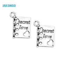 JAKONGO Antique Silver Plated Secret Love Book Charms Pendants for Bracelet Jewelry Making DIY Necklace Craft 19X12mm 2024 - buy cheap