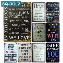 [SQ-DGLZ] casa/amor/família sinal de metal palavras doces sinal de estanho sinais de metal decoração para casa pintura placas arte cartaz 2024 - compre barato