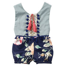 Hot Sell Toddler Baby Girls Lovely Patchwork Romper Summer Sleeveless Tassle Casual Romper Clothes Outfits Floral Sunsuit Outfit 2024 - buy cheap