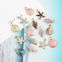 10pcs Nautical Conch Enamel Charms Metal Colorful Shell Starfish Drop Oil Pendants DIY Bracelets Accessories Earring MakingYZ034 2024 - buy cheap