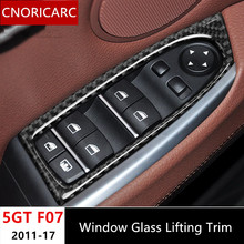 CNORICARC Window Glass Lifting Buttons Panel Trim decals 4pcs for BMW 5 series GT F07 528i 11-17 Carbon fiber Door Armrest Trim 2024 - buy cheap