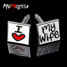 MeMolissa Hot Sale Cufflinks for mens I Love My Wife Design Good Husband Cuff Link Men Shirt Charm Copper Cuff links Wholesale 2024 - buy cheap