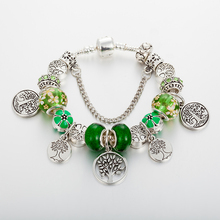 ANNAPAER-pulsera verde de la vida, brazalete de Color plateado con forma de corazón, Pulseras originales, regalo de joyería, B17098 2024 - compra barato