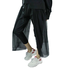 Nova chegada de rua wear calças femininas preto rendas cintura elástica harem calças soltas meados cintura hip hop calças moda legal bts calças 2024 - compre barato