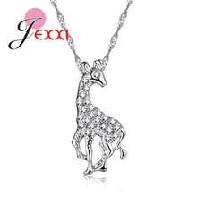 Collar de circón cúbico para niña, diseño de jirafa, regalo de Navidad, colgante de joyería de Animal de Plata de Ley 925 2024 - compra barato