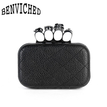 BENVICHED women fashion day clutch luxury handbags Skull ring woman evening bag Ladies Mini black should bags messenger bag B030 2024 - buy cheap