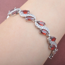 New Band Red Zirconia Silver Color For Women Link Chain Bracelet Free Shipping OS0240 2024 - buy cheap