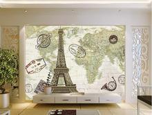 3d wallpaper custom Restore ancient ways the world map background wallpaper the Eiffel Tower 2024 - buy cheap