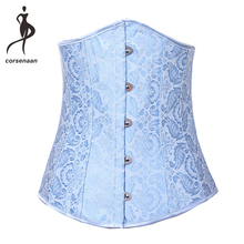 Blue Waist Trainer Sexy Wasit CIncher Shaper Women Floral Embroidered Corset Underbust 28332# 2024 - buy cheap