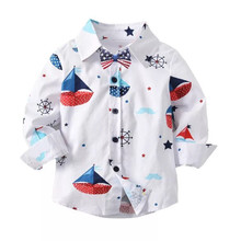 2019 Spring New Baby Boy Cotton Shirt Long Sleeve Printed Cartoon Animals Without Bow Tie Gentleman Clothes Kids Fashion 2024 - buy cheap