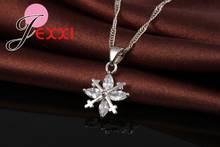 Charm 925 Sterling Silver Chain Cross Crystal Snowflake Drop Earrings Flower Pendant Necklace Bride Wedding Jewelry Sets 2024 - buy cheap