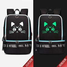 Sailor Moon Cat Luna Kawaii Women Backpack Natsume's Book of Friends Cat Printing Backpack USB Laptop Backack Canvas School Bags 2024 - buy cheap