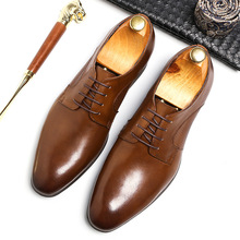 Роскошные кожаные Формальные Мужские модельные туфли-Броги из натуральной кожи на шнуровке; мужские оксфорды на плоской подошве; свадебные офисные деловые туфли 2024 - купить недорого