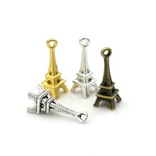 Vintage Antique Silver Plated Eiffel Tower Charms Pendants for Jewelry Making Bracelet DIY Handmade 21x8mm 2024 - buy cheap