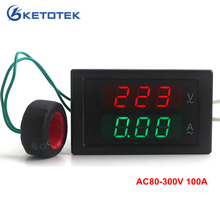 Amperímetro voltímetro Digital, medidor de voltios Led AC 80-300V 0-100A, panel de medidor de corriente 2024 - compra barato