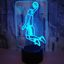 Luces 3d de baloncesto para niños, lámpara 3D de 7 colores que cambian, regalo de Navidad para luces de la habitación del bebé, novedad 2024 - compra barato