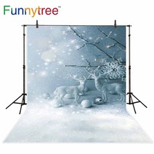 Фон Funnytree для фотостудии Зимний снег Рождественский шар украшение Фотофон 2024 - купить недорого