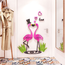 Creative DIY Love flamingo INS chidren's room bedroom living room TV background wall decoration 3D acrylic wall sticker 2024 - buy cheap