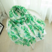 Women Luxury Brand Green Leaves Floral Tassel Viscose Scarf Ladies Print Soft Thin Shawls and Wrap Bandana Foulard Hijab Sjaal 2024 - buy cheap