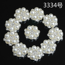50PCS 15mm Alloy Material Gold color  Imitation Pearl Crystal Flower Charm for Brooch DIY Jewelry Accessory Findings wholesale 2024 - buy cheap