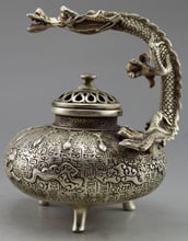 house decoration crafts Tibet silver carving carvings a auspicious lifelike dragon Wealth statue teapot  tools wedding  Brass 2024 - buy cheap