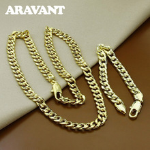 Gold Jewelry Set For Men 925 Silver Necklace Bracelet Chains Jewelry 2024 - buy cheap