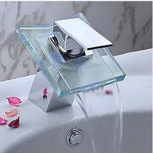 Bathroom glass waterfall tap with single handle hot cold bathroom waterfall basin sink faucet , sanitary ware , basin faucet 2024 - buy cheap