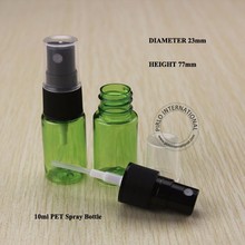 Botella de plástico con pulverizador para Perfume, atomizador de plástico para cosméticos, en botella, color verde, 10ml, 50 unidades por lote, envío gratis 2024 - compra barato