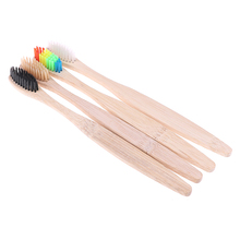 1/2/4 pçs cabeça colorida bambu escova de dentes ambiente de madeira arco-íris bambu escova de dentes cuidado oral cerdas macias alta qualidade 2024 - compre barato