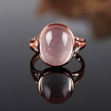 2018 High quality women jewelry Natural semi-precious stones pink Chalcedony crystal fashion simple rings vintage lovers gift 2024 - buy cheap