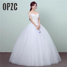 Vestido de noiva personalizado, "novidade, moda simples, sexy, gola de barco, renda branca, princesa, china, vestidos de noiva, futura esposa gz, 2021 2024 - compre barato