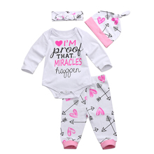 Citgeett Newborn Baby Girl Long Sleeves Happen Letters Romper+Pants Jumpsuit Arrow Heart Clothes Sweet Set Outfit 0-24M SS 2024 - buy cheap