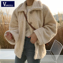 Pulseira de veludo feminina empilhável, casaco feminino solto com lapela artificial para outono e inverno, espessamento 2024 - compre barato
