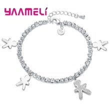Newest Brand 925 Sterling Silver Bracelet for Women with 4 Pieces Silver Lovely Kinds Charm Bracelets Party Jewelry 2024 - buy cheap
