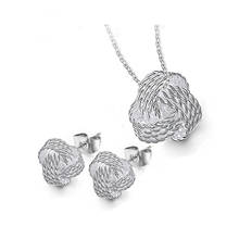 Wholesale Price,Fashion women's Jewelry set,silver plated mesh ball pendant necklace + earrings set ,fashion jewelry set 2024 - buy cheap