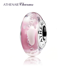 ATHENAIE-Cuentas de cristal de Murano rosa para mujer, de Plata de Ley 925, dijes, pulseras y collares, joyería 2024 - compra barato