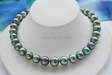 Collar de perlas cultivadas AA ++, 17 ", 12mm, pavo real redondo negro FW 2024 - compra barato