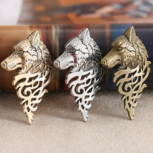 Punk Animal Badge Vintage Wolf Cat Brooch For Women Multiple Layers Chain Crown Animal Head Brooches Shirt Collar Pins Broches 2024 - buy cheap