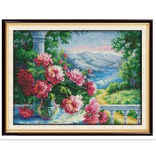 Vase With Distant Mountains 11CT 14CT Printed On Canvas DMC Cross Stitch Fabric Chinese Counted Cross Stitch Pattern Needlework 2024 - buy cheap