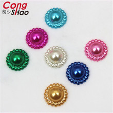 Cong Shao 200pcs 13mm Colorful Round flatback imitation pearl beads ABS Acrylic Rhinestone trim DIY Wedding Dress Button CS620 2024 - buy cheap