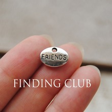 50 pcs 12x9mm  Silver Color Letter "Friends" word  pendant Charms Metal Bracelet Necklace Jewelry Findings A718 2024 - buy cheap