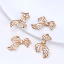 6PCS 22x24MM 24K Champagne Gold Color Plated Brass Bow Charms Pendants High Quality Diy Jewelry Accessories 2024 - buy cheap