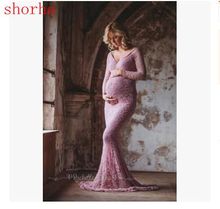Novo vestido de mãe grávida nova fotografia adereços de maternidade roupas de gravidez vestido de renda para grávida foto shoot roupas 2024 - compre barato