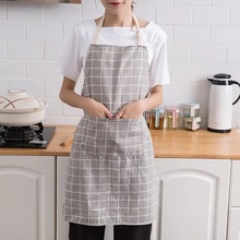 Fashion Linen Waterproof Aprons smock Women long Sleeved Apron Household Cooking Apron Cooking Baking Coffee Shop Clean Aprons 2024 - buy cheap