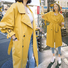 Ветровка женская длинная Корейская версия весна-осень 2020 Новое желтое тонкое пальто весна-осень дикие Короткие 2024 - купить недорого