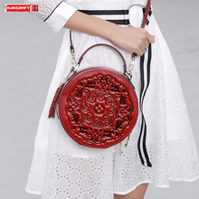 Bolso de lujo con estampado de flores para mujer, bandolera pequeña y redonda, estilo informal, con diseño de flores en relieve, novedad de 2021 2024 - compra barato