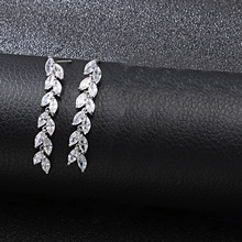 2018 Luxury New Long Fringe Earrings Leaf Shape Water Drop AAA+ Zirconia Earings For Women Fashion Bride Earrings Brincos 2024 - buy cheap