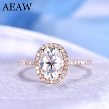 Gorgeous 1 Carat ct DF Color Lab Grown Oval Moissanite Diamond Ring Halo Engagement Wedding Ring 14K 585 Rose Gold 2024 - buy cheap
